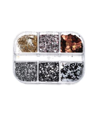 Manicure Hexagon Butterfly-shape Irregular Spangles Colorful Black White Nails Sequins Glitter Flakes(01)