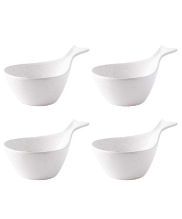Sauce Dipping Saucer Sauce Dipping Bowls Sauce Dish Funny Fish-Shaped Fruit Salad Dessert Bowl Ceramic Dip/Dipping Bowls for Tomato Sauce Soy and Other Party Dinner - Set of 4(7.7 Oz) Soy