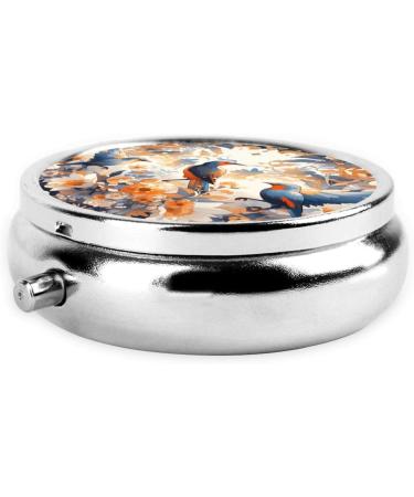 Colorful Birds Metal Pill Box - Portable 3-Compartment Design for Travel | Mini Hinged Pill Organizer - Buy Online on GoSupps.com