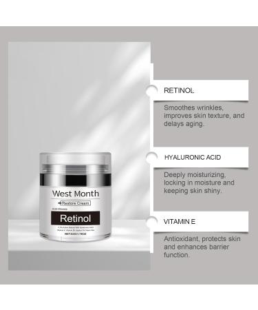 Retinol Anti-Wrinkle Restore Cream with Hyaluronic Acid Vitamin E Tea Tree Oil 1.76oz All Skin Types - Buy Online on GoSupps.com