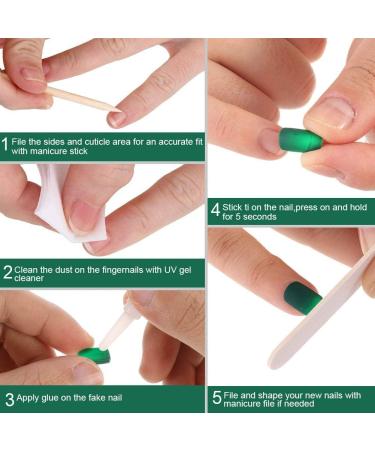 Hugttt 120 Pieces Short False Nails Matte Fake Nails Artificial Nails Tips Press on Nails Full Cover Fingernails Set With Glue and Files Stick 12 Sizes 4 Style - Buy Online on GoSupps.com