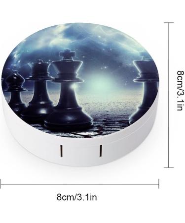 Chess Digital Model Round Case For Contact Lens Kit Storage Box with Mirror Printed - Buy Online on GoSupps.com