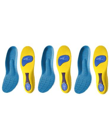 Norelie insole Comfysole Comfort Orthopedic insoles pressure relief and foot vault Support ideal for flat feet plantar fasciitis and foot pain yellow*3 pair 37-38
