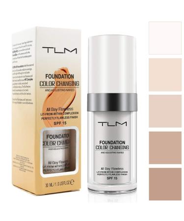 TLM Colour Changing Foundation Flawless Color Changing Warm Skin Tone Foundation for Mature Skin Waterproof Naturally Blends Moisturizing Foundation Makeup Base Nude Concealer SPF for Girls Women 30.00 ml (Pack of 1) 30ml (Pack of 1)