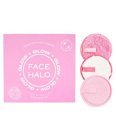 Face Halo  Glow Skin Set  3 Steps to Glowing Skin  Reusable Pads to Effectively Remove  Cleanse and Exfoliate
