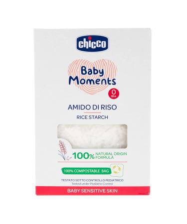 Chicco Baby Moments Amido di Riso, Soothing and Refreshing, Gentle Cleansing Without Irritating or Drying Skin, Emollient Action, Baby Bath, Talcum Powder, 250 g, 0 Months+