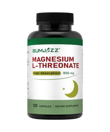 Magnesium L-Threonate Capsules 1800mg 120 Count High Absorption Magnesium Supplement Bioavailable Form for Rest and Cognitive Function Support