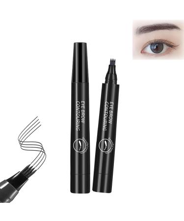 2PCS Whimsyard Eyebrow Pencil Whimsyard Magic Eyebrow Pencil 4 Tip Microblade Creates Natural Looking Brows Effortlessly 3D Waterproof Microblading Eyebrow Pencil Contouring Pen (Black)
