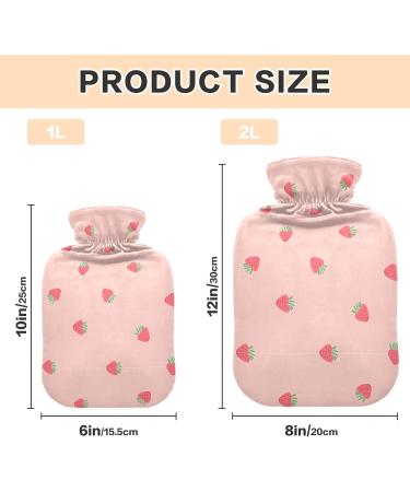 Pink Strawberry Hot Water Bottle with Cover | 1L Pain Relief & Headache Relief - International Shipping Available - Buy Online on GoSupps.com
