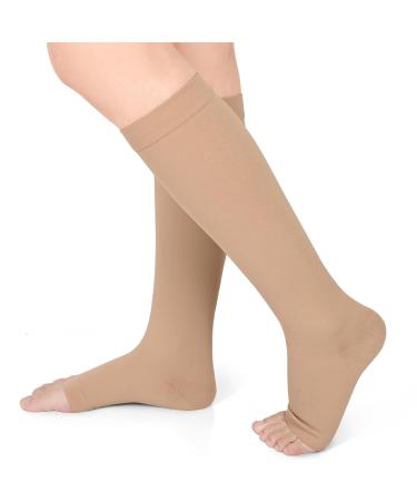 Evolyline Medical compression stockings women & men 20-30 mmHg class 2 compression socks thrombosis socks women flight support stockings women support tights for varicose veins ankle beige m