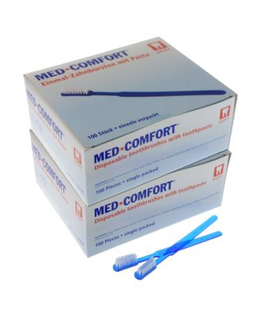 Disposable toothbrushes Med-Comfort 2 x 100 pieces blue - Buy Online on GoSupps.com
