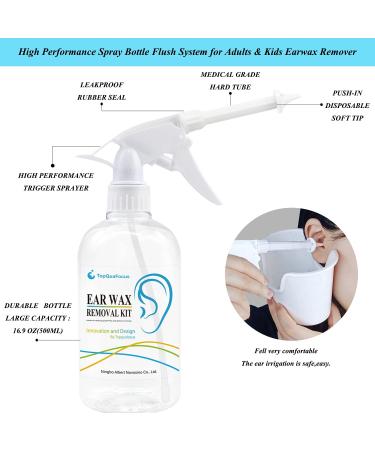 TopQuaFocus Electric Earwax Removal Kit - 16.9oz Ear Washer Bottle & 6pcs Ear Pick - Ear Cleaner for Adults & Kids - Transparent - Buy Online on GoSupps.com