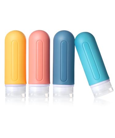 Diboniur 4 pieces of travel bottles for filling silicone travel bottles set run -out travel container 89ml Travel Bottles for shampoo cream liquids and lotion yellow