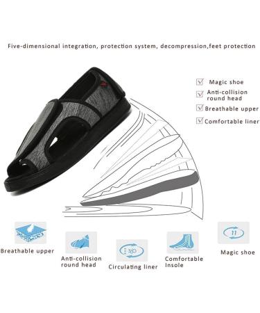 Fohapfam Women's Diabetic Slippers - Adjustable Arthritis Edema Sandals | Extra Wide Swollen Feet Footwear for Hallux Valgus Recovery | Grey - Buy Online on GoSupps.com