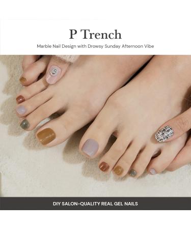 ohora Semi-Cured Gel Pedicure Strips 34pcs(P Trench) - Bold & Chic Nail Wraps with Prep Pads & Nail File - Buy Online on GoSupps.com
