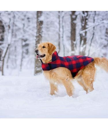 Kuoser Reversible Dog Winter Coat | British Style Warm Jacket for Small to Large Dogs | Windproof & Stylish Dog Vest in Red - Size Medium (Chest 17.3-20.9'') - Buy Online on GoSupps.com