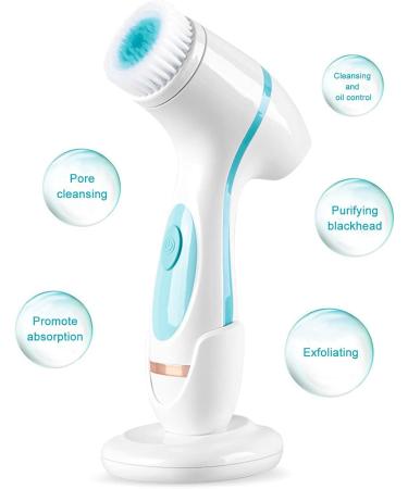 Facial Cleansing Brush Soft Silicone Brush Head Electric Face Scrubber with 3 Cleanser Heads 360 Degree Rotation Waterproof Face Brush Set for Deep Cleaning for Women & Men - Buy Online on GoSupps.com