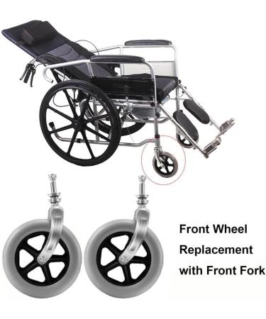 6in/7in/8in Wheelchair Caster with Front Fork Grey Replacement Wheel Wheelchair Front Wheels Solid Wheel with Screws Casters Rollers Wheels 2 Pieces(6IN) - Buy Online on GoSupps.com
