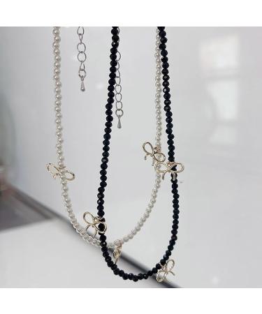 OralGos Elegant Bowknot Crystal Beaded Clavicle Chain Necklace - Blue Statement Jewelry for Women - International Shipping Available - Buy Online on GoSupps.com