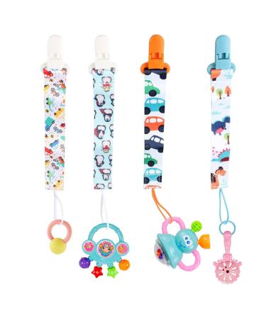 Zeaybsr Pacifier Clips for Boys - 4 Linen Clips Universal Baby Pacifier Holders & Toys Essential Newborn Accessories Perfect Baby Shower Gift - Buy Online on GoSupps.com
