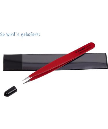 FAUDE Pointed Tweezers - Precision Stainless Steel Tweezers for Splinters Thorns & Ingrown Hairs | 10cm Red | International Shipping - Buy Online on GoSupps.com