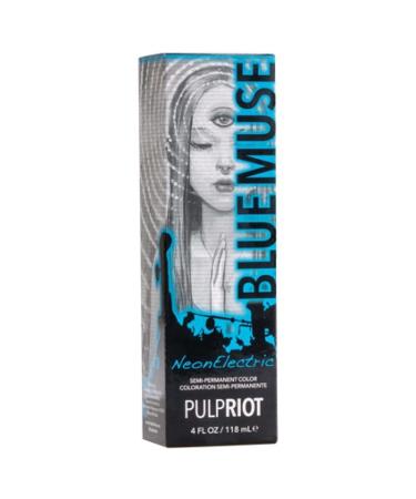 Pulp Riot Semi-Permanent Neon Electric Hair Color 4oz- BLUE MUSE Blue 4 Fl Oz (Pack of 1)