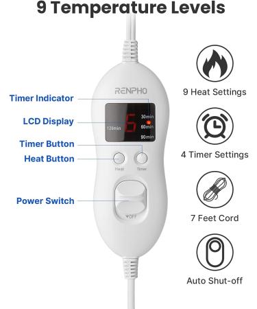 RENPHO Heating Pad for Neck and Shoulders - FSA HSA Eligible, Electric Heated Neck Wrap for Pain Relief - Machine Washable, 9 Heat Levels, 4 Auto Shut Off Timers - 19x24'' Gray - Buy Online on GoSupps.com