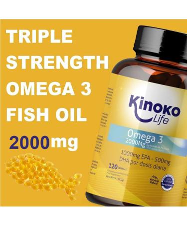 OMEGA 3 2000 Mg | EPA 1000 Mg | DHA 500 Mg | 120 Capsules | Wild Fish | Heavy Metal Free) | Molecular Distilled Oil | Ultra Pure | Heart Health & Immune System - Buy Online on GoSupps.com