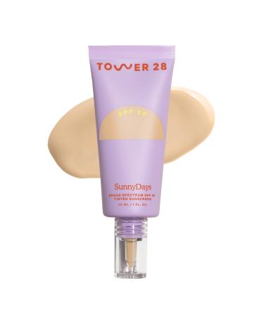Tower 28 SunnyDays SPF 30 Tinted Sunscreen  15 MELROSE | 2-in-1 Foundation with Mineral Sunscreen Broad Spectrum UVA/UVB Protection | Light-Medium Buildable Coverage  Natural Finish | 1 Fl Oz