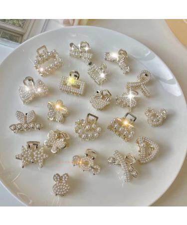 20pcs Pearl Mini Claw Clips - Bangs Styling Claw Clips Cute Hair Accessory Set for Girls and Women set11# 1 count (Pack of 20) Multicolor
