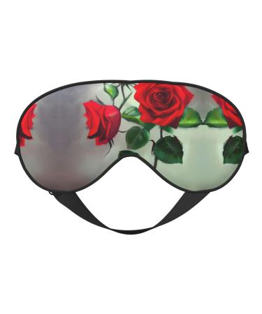 Red Rose Picture Print Unisex Sleeping Eye Mask Soft Comfortable Light-Blocking Eye Mask