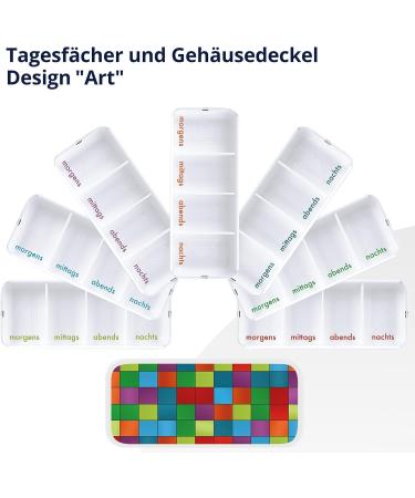 Kerpers 7-Day Pill Organizer | Made in Germany | 4-Compartment Medicine Box for Morning Noon Evening Night | 2-Piece Set (White & Colorful) - Buy Online on GoSupps.com