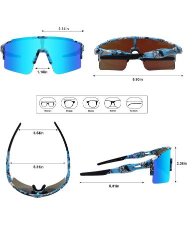 BangLong UV400 Cycling Sunglasses for Men Women - White Blue | Windproof Sports Sunglasses for Running, Golf & Baseball - Buy Online on GoSupps.com