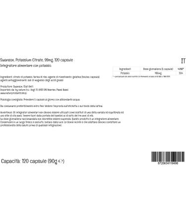 Swanson Potassium Citrate 99mg - 120 Capsules, Highly Dosed, Lab-Tested, Soy Free, Gluten Free, Non-GMO - Buy Online on GoSupps.com
