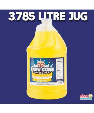 ZippySweets - Banana Flavour Snow Cone Syrup with Complimentary Pump 1 Gallon Perfect for Shaved Ice Makes up to 128 Delicious Shaved Ice Servings Premium Shaved Ice Syrup for Parties - Buy Online on GoSupps.com