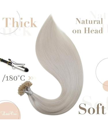 LAAVOO Exomionions Real Hair Extensions - Platinum Blonde U Tip Keratin Bonds 35cm - 50g #60 Remy Hair for Seamless Beauty - Buy Online on GoSupps.com