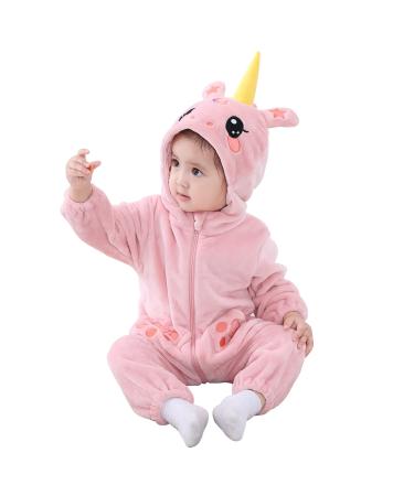 Doladola Unisex Baby Spring Autumn Animal Romper Baby Boys Girls Flannel One Piece Pyjamas 24-30 Months Unicorn