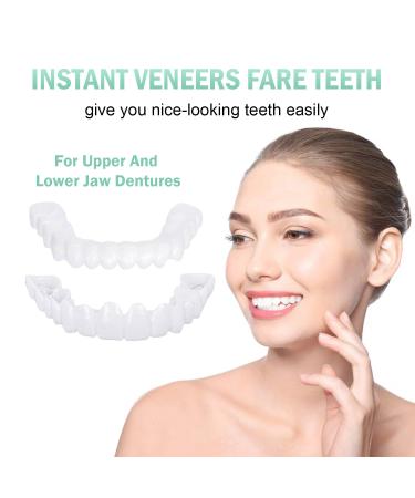 2 PCS Veneers Dentures Socket for Women and Men - Temporary Tooth Repair | Bright White Dental Veneers for Upper and Lower Jaw - Protect & Restore Your Smile - Buy Online on GoSupps.com