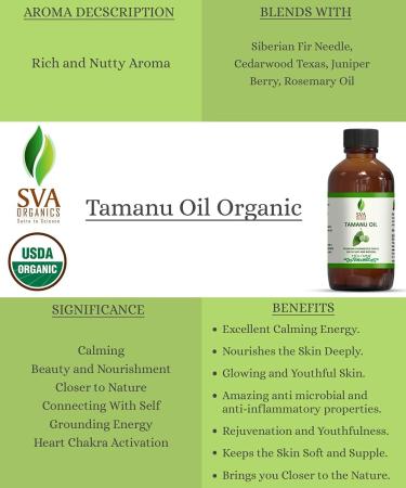 SVA Organics 100% Pure Tamanu Oil 4 Oz - USDA Certified Organic - Premium Therapeutic Grade for Face, Hair, and Body Massage - Buy Online on GoSupps.com