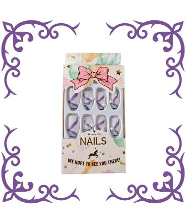 Shop Pearl False Nails - 24 Pcs Purple Press On Medium Coffin Nails for Women & Girls | Perfect for Parties & Salons - Buy Online on GoSupps.com