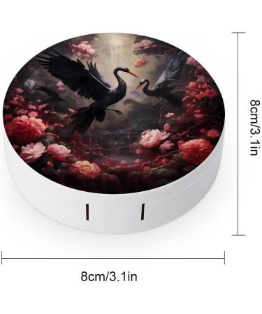 Crane Bird Print Contact Lens Travel Kit | Cute & Portable Contact Box with Mirror for Daily Use - Shop Internationally - Buy Online on GoSupps.com
