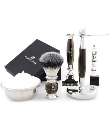 Jag Shaving Jags Lee 5-Part Razor Set | 3-Blade Razor Synthetic Silver Tips & Elegant Stand - Premium Shaving Experience - Buy Online on GoSupps.com