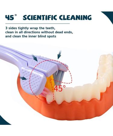 Three-Sided Soft Hair Toothbrush for Adults - Ultra Soft Bristles Oral Care Safety - Purple Violet Color | CLE - Buy Online on GoSupps.com