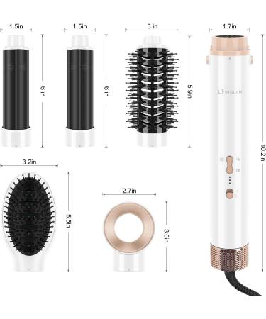IG INGLAM Pro 5 in 1 MegaAIR Hair Dryer - 110 000 RPM High-Speed Ionic Automatic Curling Iron & Blow Dryer Brush for Volume & Straightening - White - Buy Online on GoSupps.com