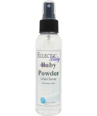 Baby Powder Linen Spray (Double Strength) 4 ounces - Eclectic Lady Sheet and Linen Spray - No Artificial Colors Parabens or Preservatives - Long-Lasting Scent for Bed Fabric & Pillow