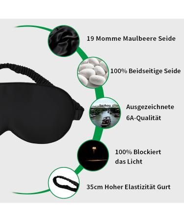Yunchi 100% Silk Sleeping Mask | Luxurious 19 Momme Mulberry Blindfold for Men & Women | Comfortable Bio Satin Eye Mask for Restful Sleep (Black) - Buy Online on GoSupps.com