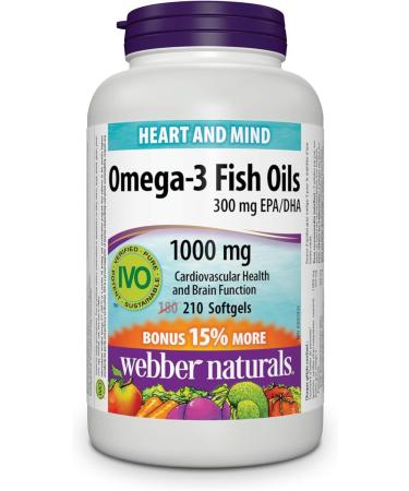 Webber Naturals Cod Liver Oil with Vitamin A and D3 180 Softgels Vision Skin and Immune Support & Omega-3 Fish Oil 1 000 mg 210 Softgels Supports Cardiovascular Health and Brain Function Vitamin + Oil 1 000 mg - Buy Online on GoSupps.com