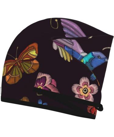 Soft Super Absorbent Hummingbird & Tropical Flowers Embroidery Microfiber Hair Towel | Quick Dry Coral Velvet Cap for Long Curly Thick Hair Ideal for Women - Buy Online on GoSupps.com