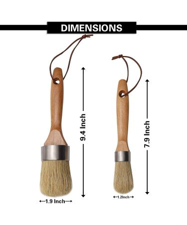 2PCS Chalk Paint Wax Brush Set for Furniture - Round Brushes for Stencils, Wood Projects, Wax Finishing - Dark or Clear Soft Wax - Natural Bristles - Buy Online on GoSupps.com
