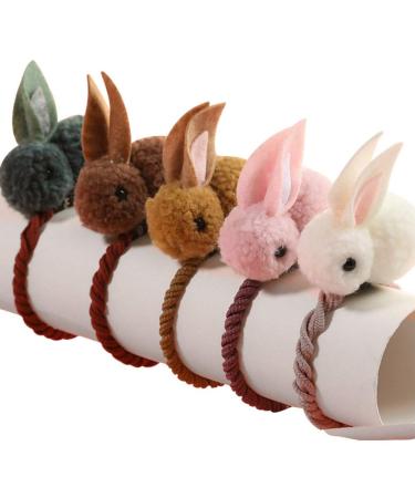 Aysekone 5 Pack Stuffed Rabbit Hair Scrunchies for Girls - Cute Bunny Ponytail Holders - Buy Online on GoSupps.com